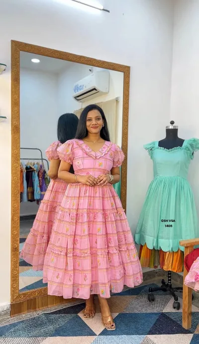 Mul Chanderi Tiered Frock Dress